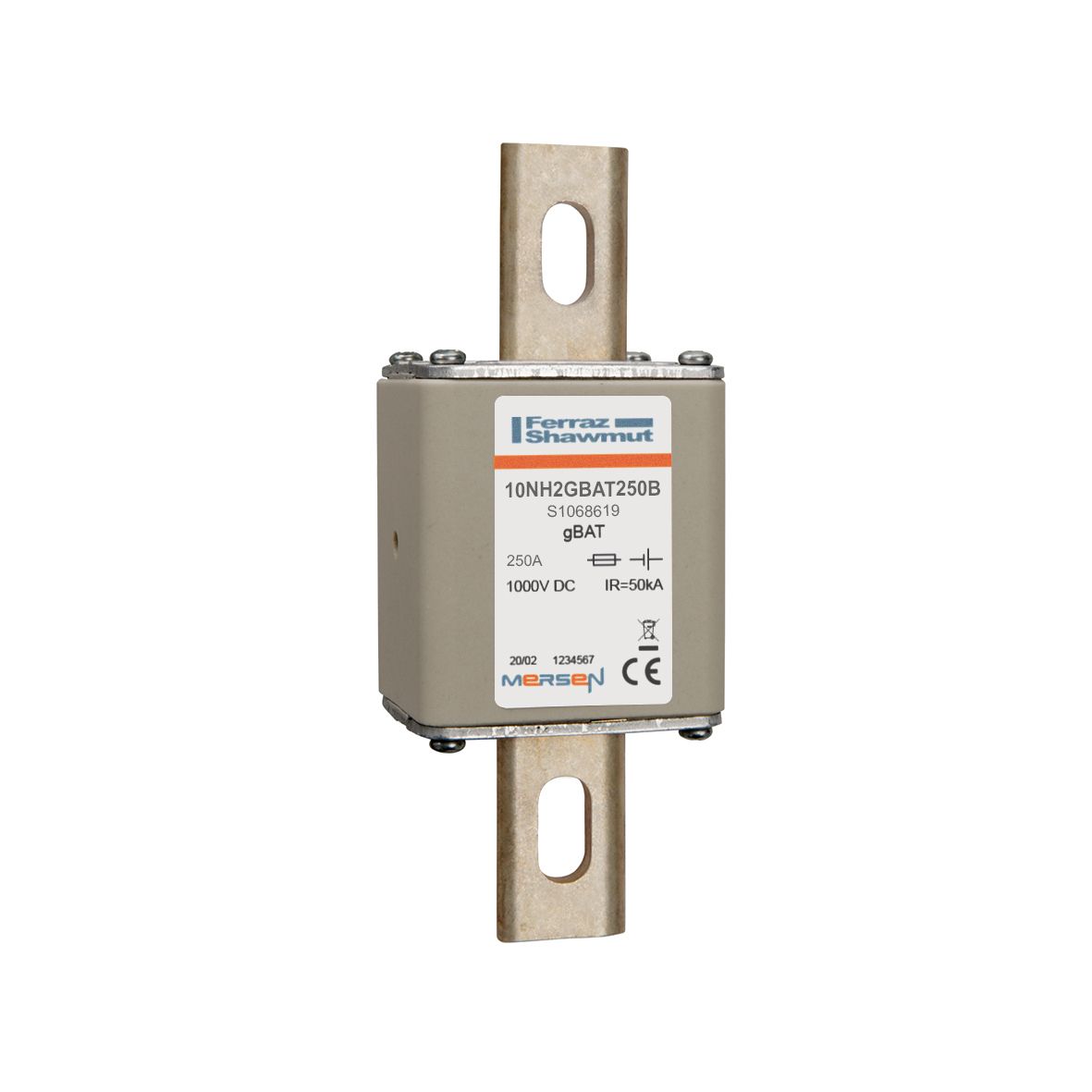 S1068619 - NH fuse-link gBAT, 1000VDC, size 2, 250A, for direct mounting